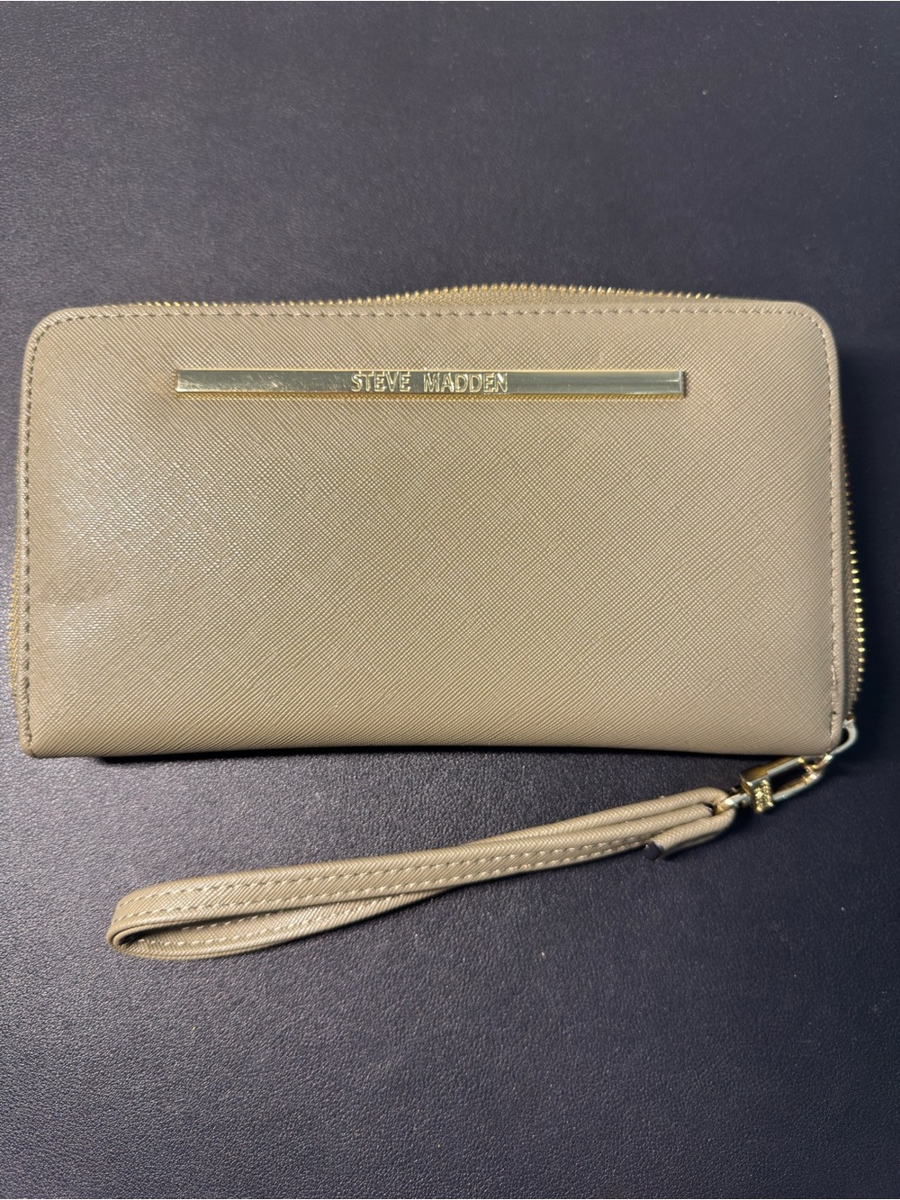 Steve Madden Olive Zip-Around Wristlet with Gold Accent